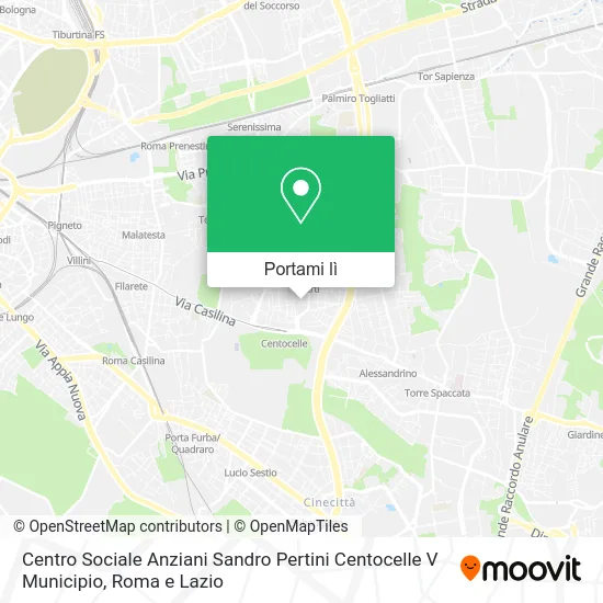 Mappa Centro Sociale Anziani Sandro Pertini Centocelle V Municipio
