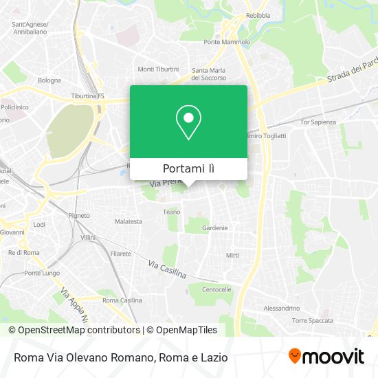 Mappa Roma Via Olevano Romano