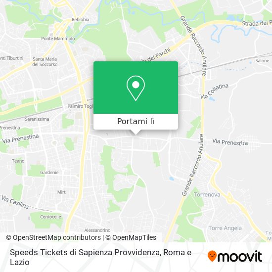Mappa Speeds Tickets di Sapienza Provvidenza