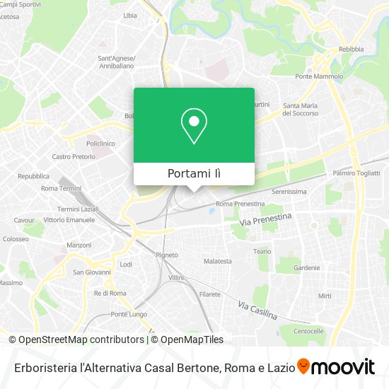 Mappa Erboristeria l'Alternativa Casal Bertone