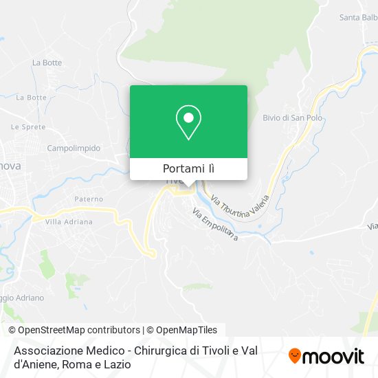 Mappa Associazione Medico - Chirurgica di Tivoli e Val d'Aniene