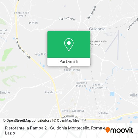 Mappa Ristorante la Pampa 2 - Guidonia Montecelio