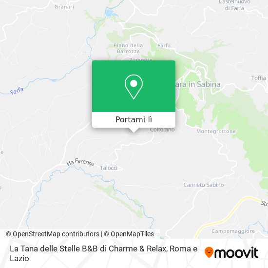 Mappa La Tana delle Stelle B&B di Charme & Relax