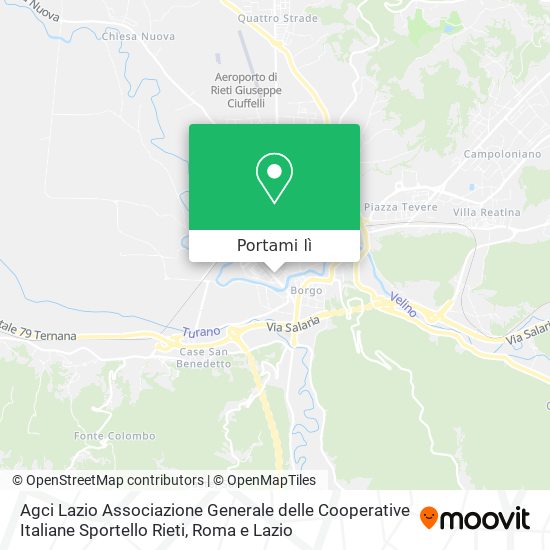 Mappa Agci Lazio Associazione Generale delle Cooperative Italiane Sportello Rieti