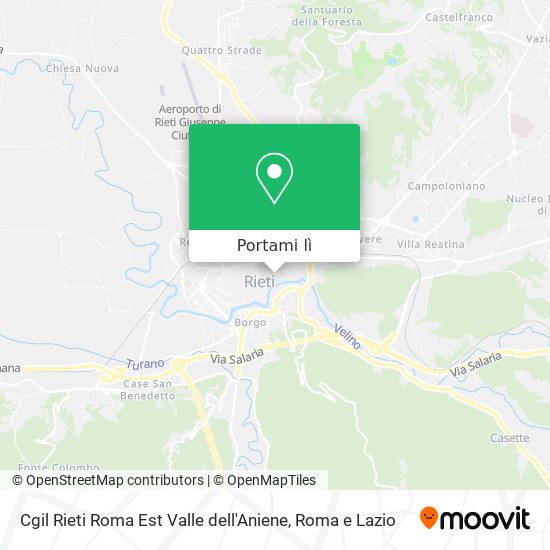 Mappa Cgil Rieti Roma Est Valle dell'Aniene