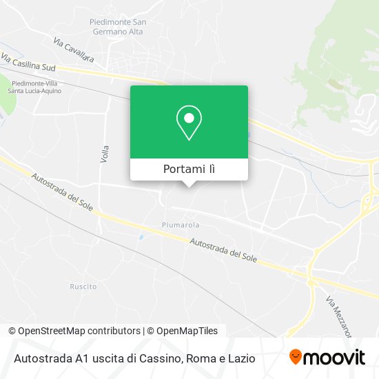 Mappa Autostrada A1 uscita di Cassino