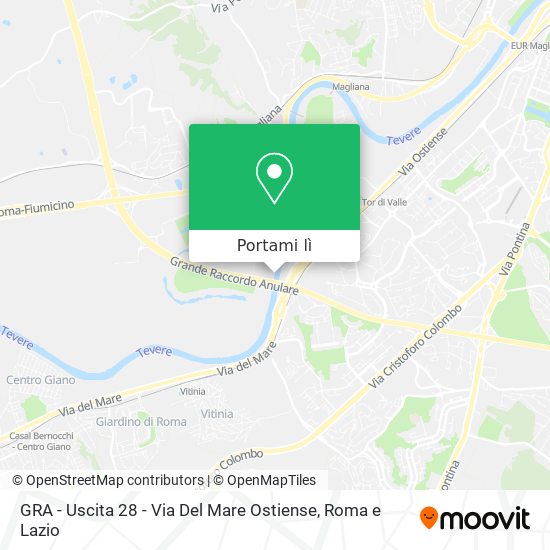 Mappa GRA - Uscita 28 - Via Del Mare Ostiense