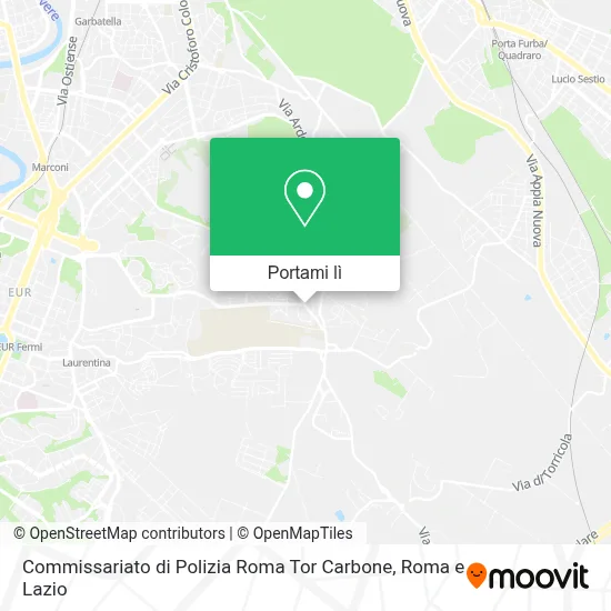 Mappa Commissariato di Polizia Roma Tor Carbone