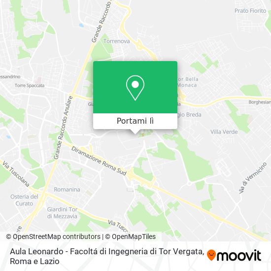 Mappa Aula Leonardo - Facoltá di Ingegneria di  Tor Vergata