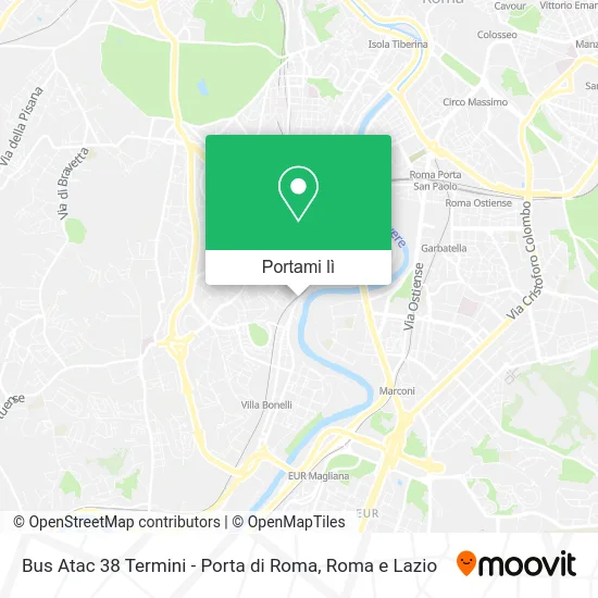 Mappa Bus Atac 38 Termini - Porta di Roma