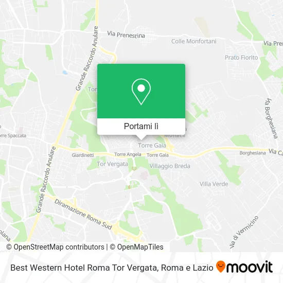Mappa Best Western Hotel Roma Tor Vergata