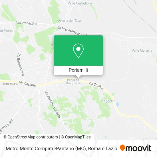 Mappa Metro Monte Compatri-Pantano (MC)