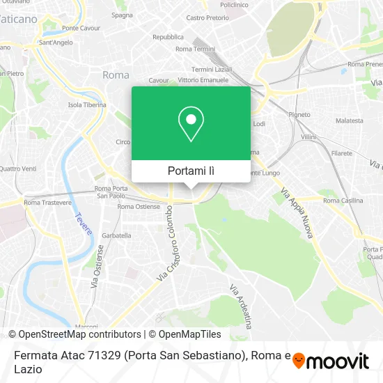 Mappa Fermata Atac 71329 (Porta San Sebastiano)