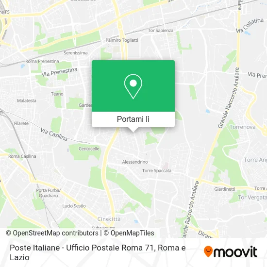 Mappa Poste Italiane - Ufficio Postale Roma 71