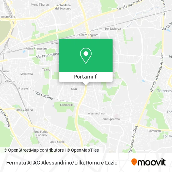 Mappa Fermata ATAC Alessandrino / Lillà