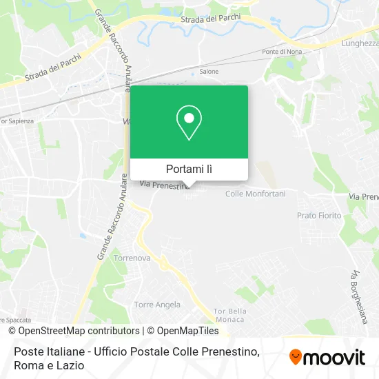 Mappa Poste Italiane - Ufficio Postale Colle Prenestino