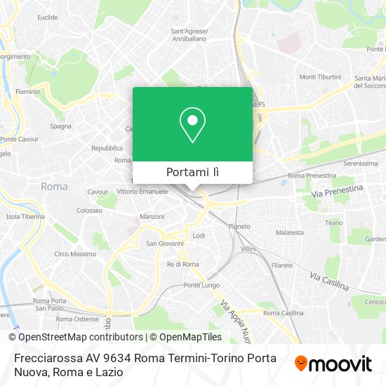 Mappa Frecciarossa AV 9634 Roma Termini-Torino Porta Nuova