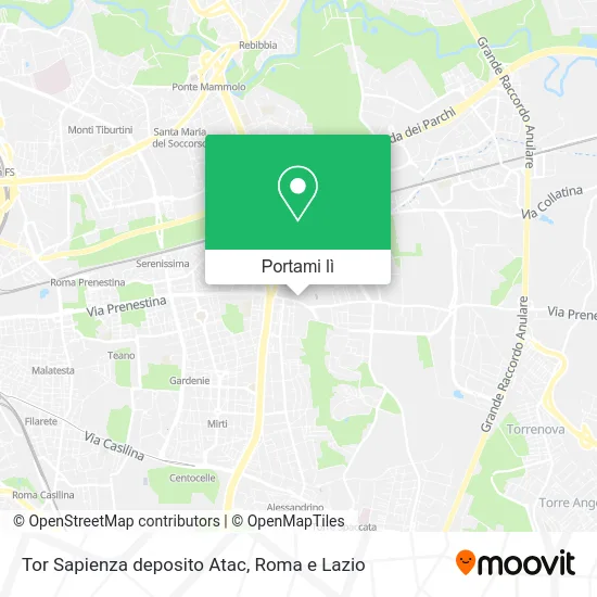 Mappa Tor Sapienza deposito Atac