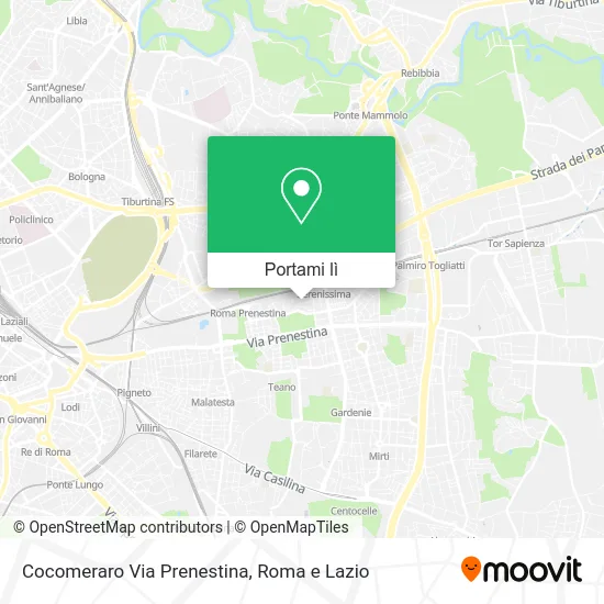 Mappa Cocomeraro Via Prenestina