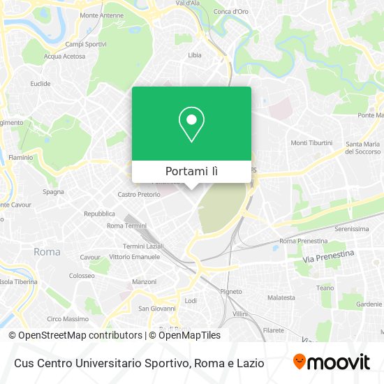 Mappa Cus Centro Universitario Sportivo