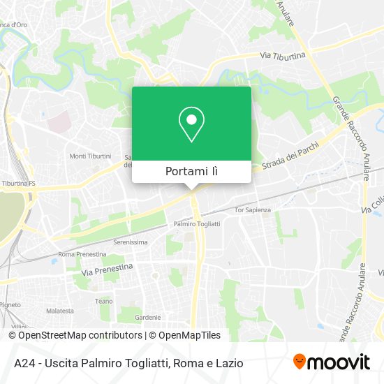 Mappa A24 - Uscita Palmiro Togliatti