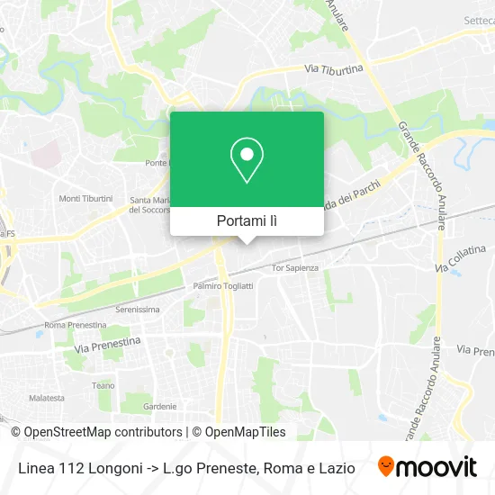 Mappa Linea 112 Longoni -> L.go Preneste