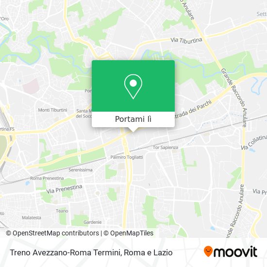 Mappa Treno Avezzano-Roma Termini