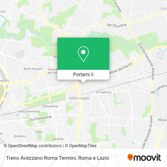Mappa Treno Avezzano-Roma Termini