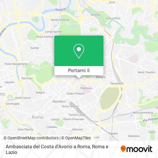 Mappa Ambasciata del Costa d'Avorio a Roma