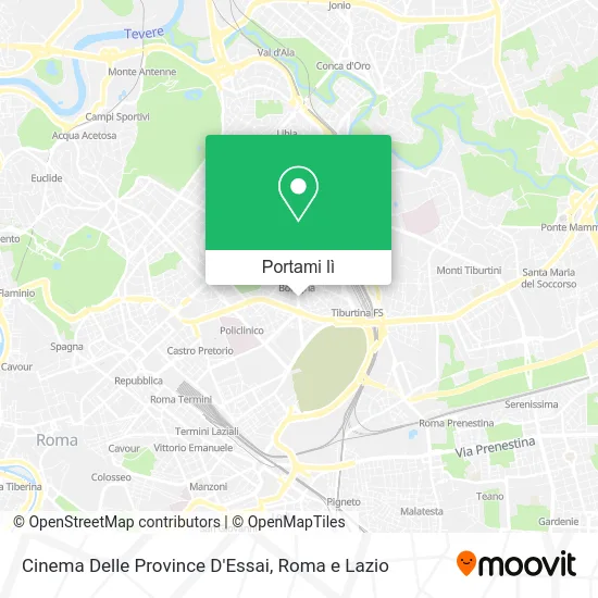 Mappa Cinema Delle Province D'Essai