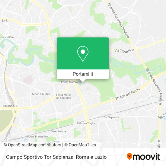 Mappa Campo Sportivo Tor Sapienza