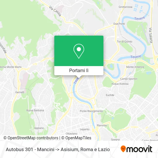 Mappa Autobus 301 - Mancini -> Asisium