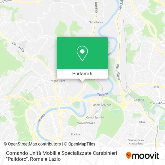 Mappa Comando Unità Mobili e Specializzate Carabinieri "Palidoro"