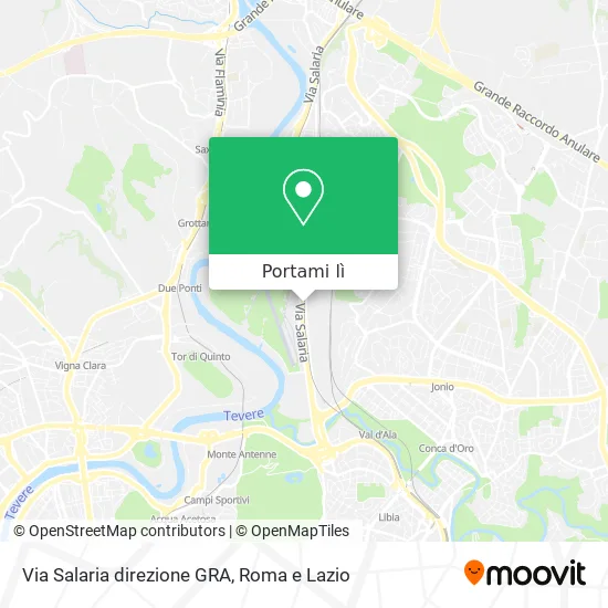 Mappa Via Salaria direzione GRA