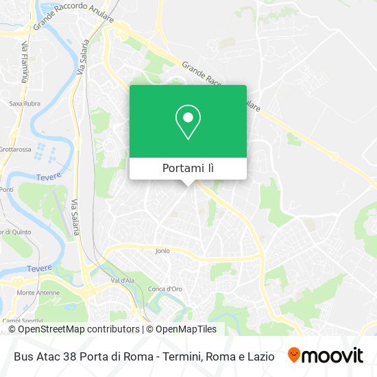Mappa Bus Atac 38 Porta di Roma - Termini