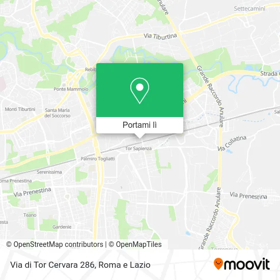 Mappa Via di Tor Cervara 286