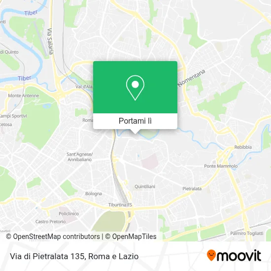 Mappa Via di Pietralata 135