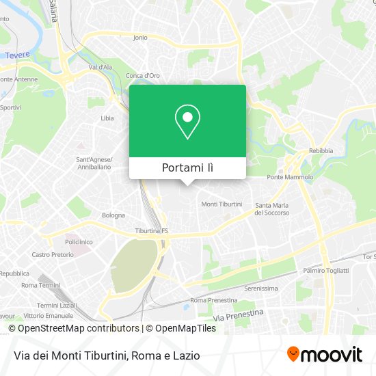 Mappa Via dei Monti Tiburtini