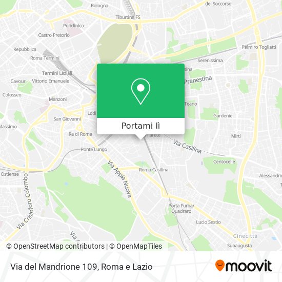 Mappa Via del Mandrione 109