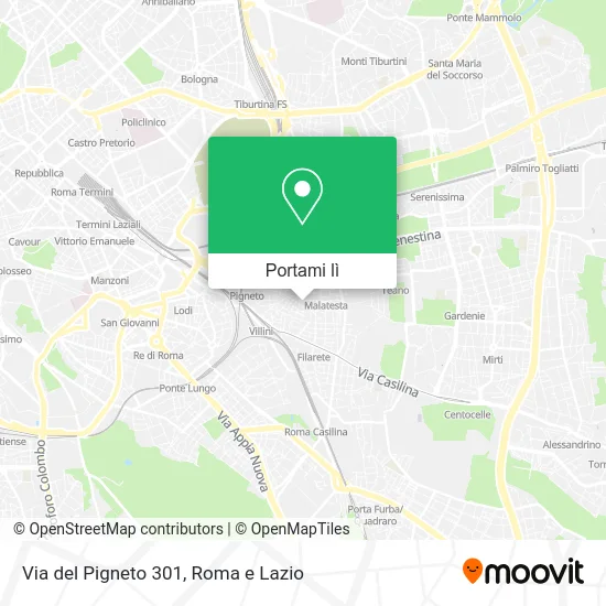 Mappa Via del Pigneto 301