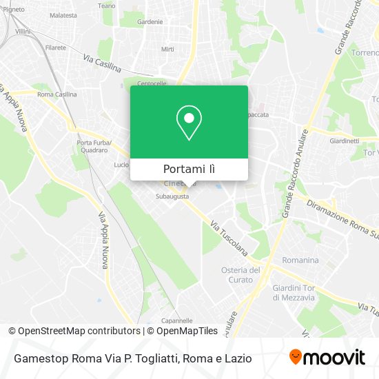 Mappa Gamestop Roma Via P. Togliatti