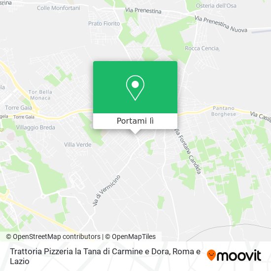 Mappa Trattoria Pizzeria la Tana di Carmine e Dora