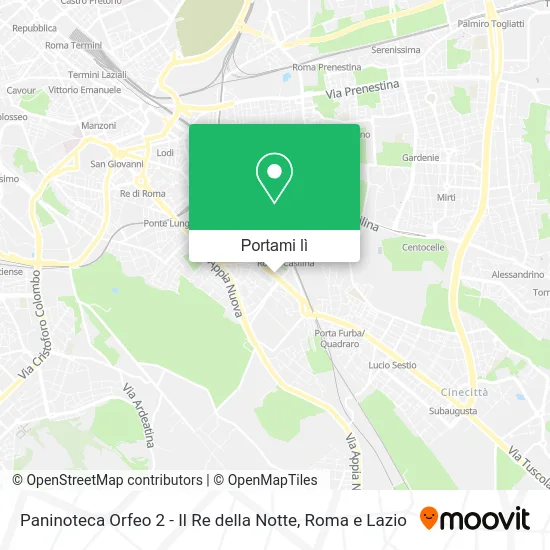 Mappa Paninoteca Orfeo 2 - Il Re della Notte