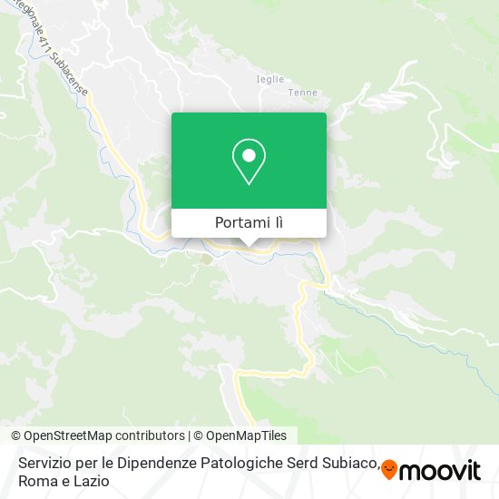 Mappa Servizio per le Dipendenze Patologiche Serd Subiaco