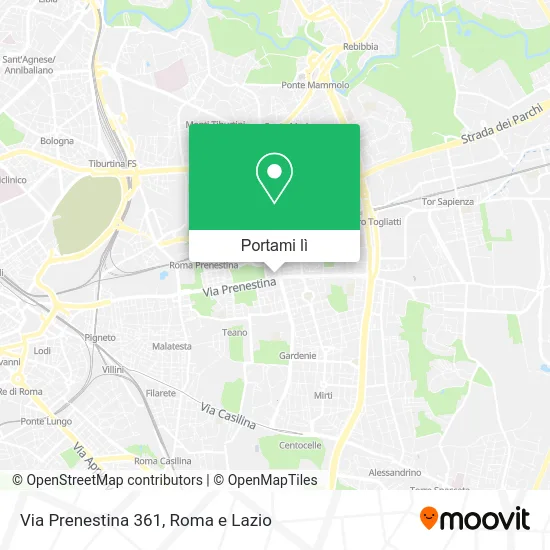 Mappa Via Prenestina 361