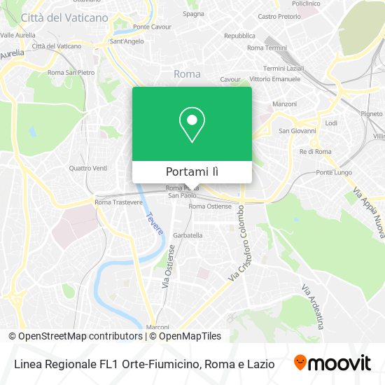 Mappa Linea Regionale FL1 Orte-Fiumicino