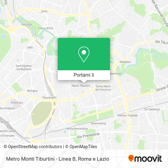Mappa Metro Monti Tiburtini - Linea B