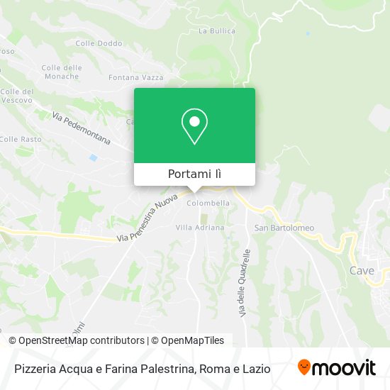 Mappa Pizzeria Acqua e Farina Palestrina