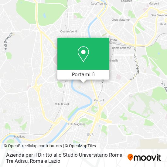 Mappa Azienda per il Diritto allo Studio Universitario Roma Tre Adisu