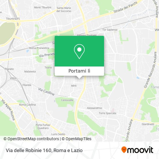 Mappa Via delle Robinie 160